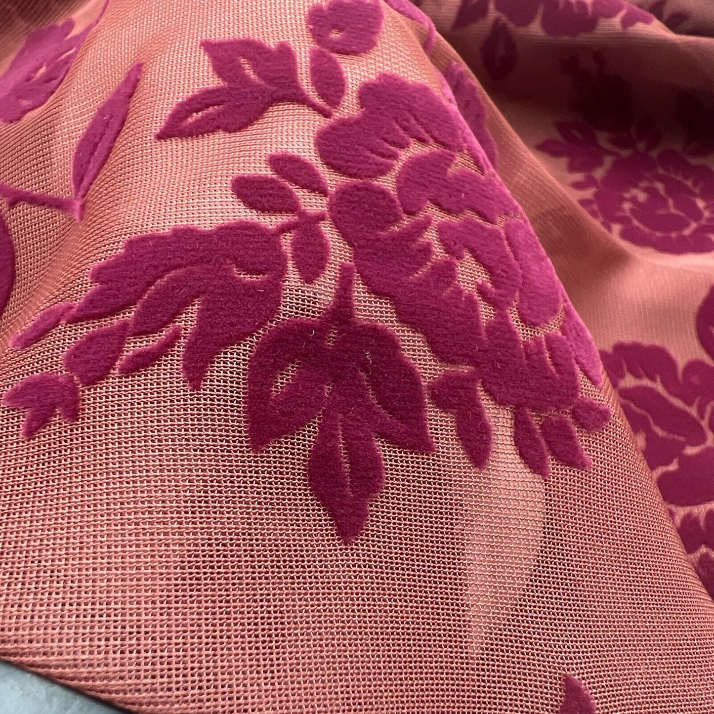 Burgundy Textured Floral Mesh Fabric Stretch - T9 Fabrics