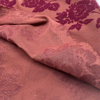 Burgundy Textured Floral Mesh Fabric Stretch - T9 Fabrics