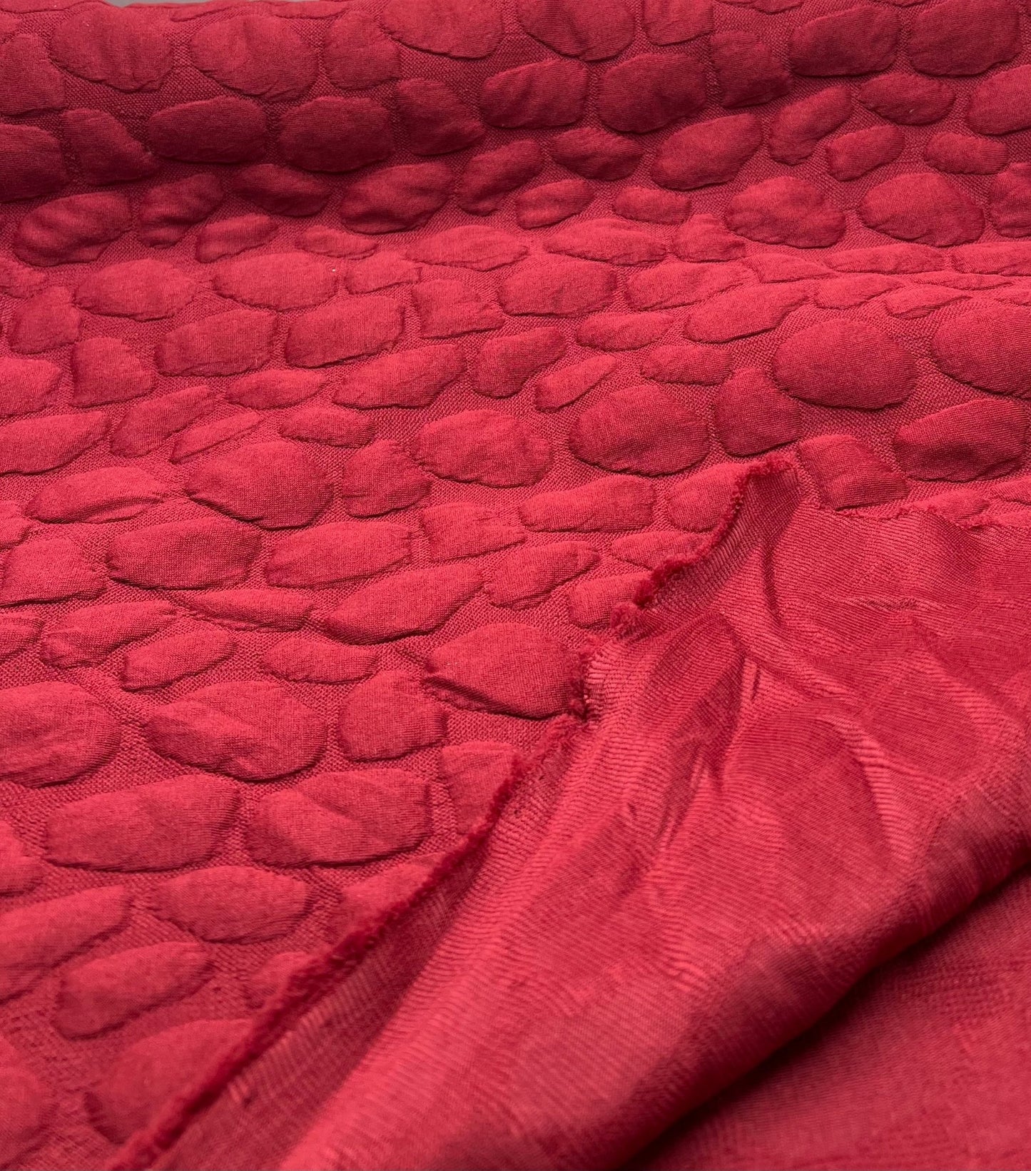 Burgundy Textured Quilting Stretch Knit Fabric - T9 Fabrics