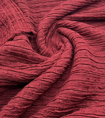 Burgundy Textured Stretch Fabric - T9 Fabrics