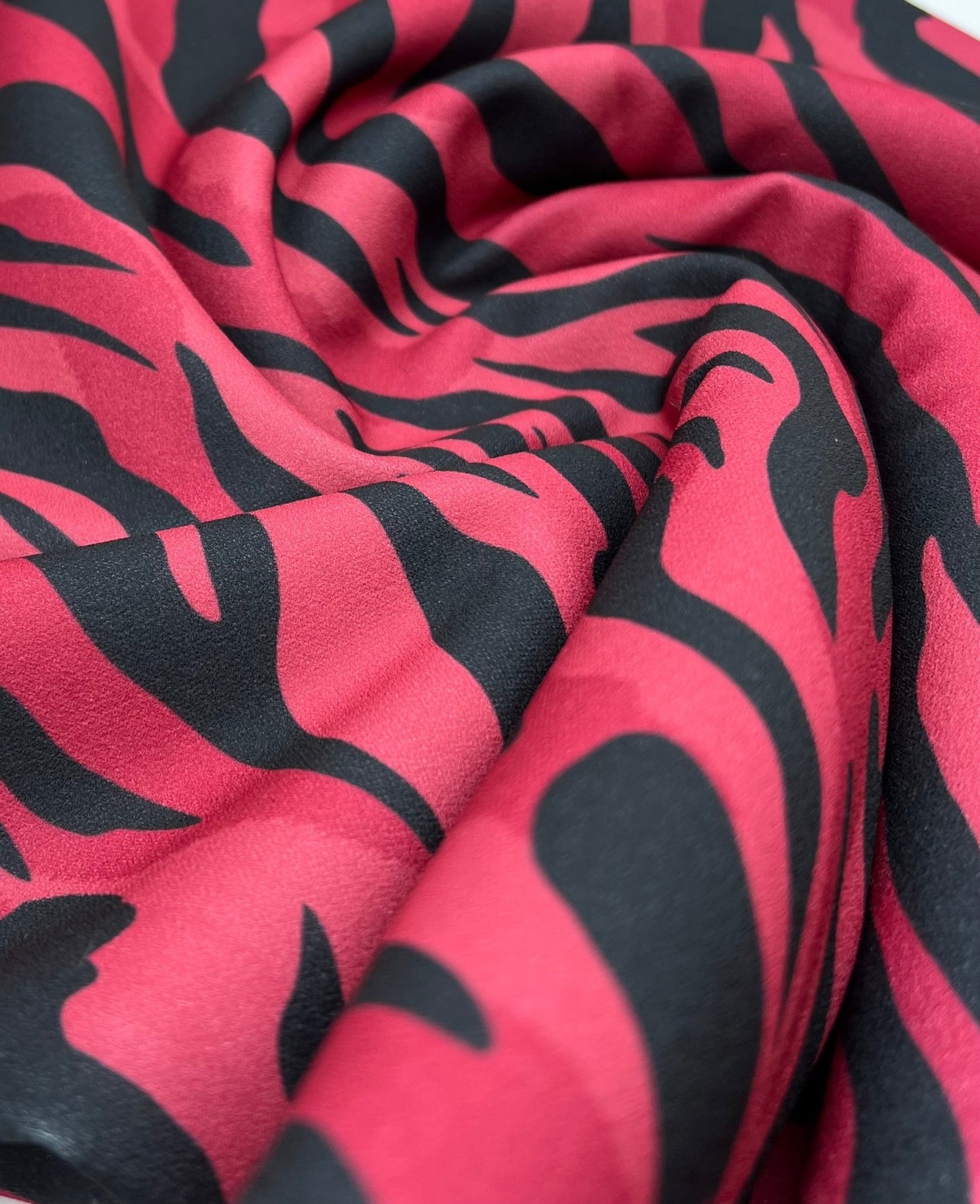 Burgundy Zebra Printed Scuba Crepe Jersey Fabric 4 Way Stretch - T9 Fabrics