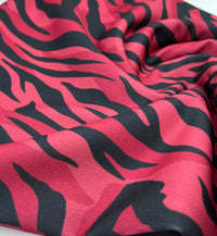 Burgundy Zebra Printed Scuba Crepe Jersey Fabric 4 Way Stretch - T9 Fabrics