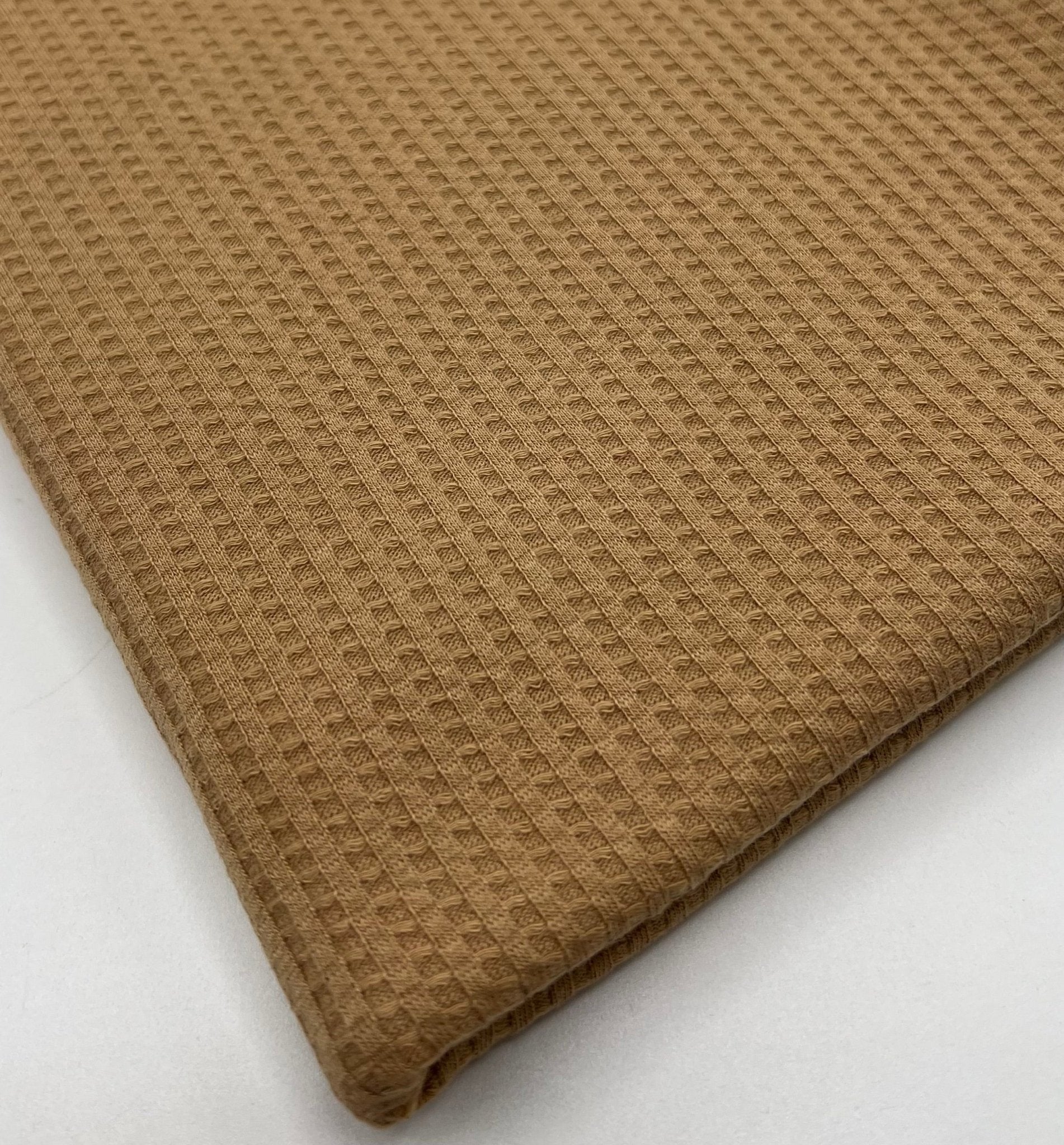 Camel Cotton Soft Waffle Jersey Fabric 210 GSM 4 Way Stretch - T9 Fabrics
