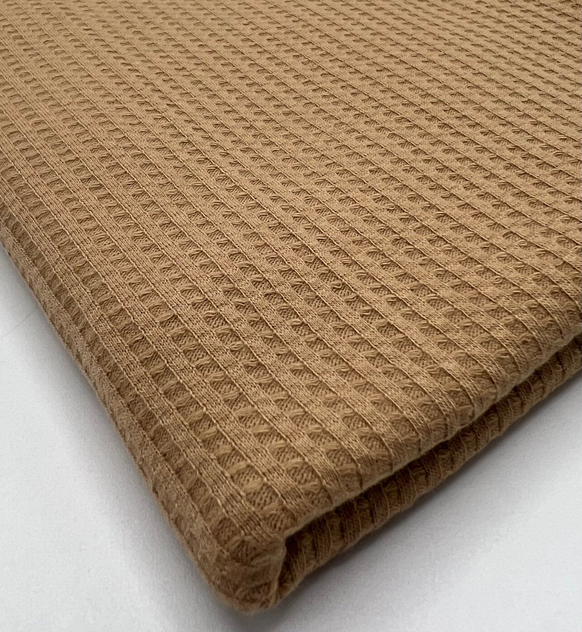 Camel Cotton Soft Waffle Jersey Fabric 210 GSM 4 Way Stretch - T9 Fabrics