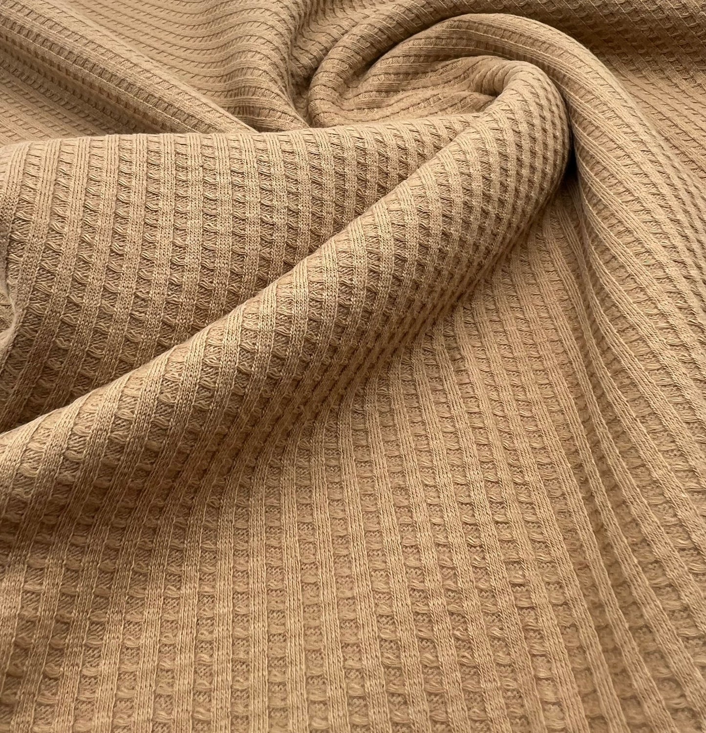Camel Cotton Soft Waffle Jersey Fabric 210 GSM 4 Way Stretch - T9 Fabrics