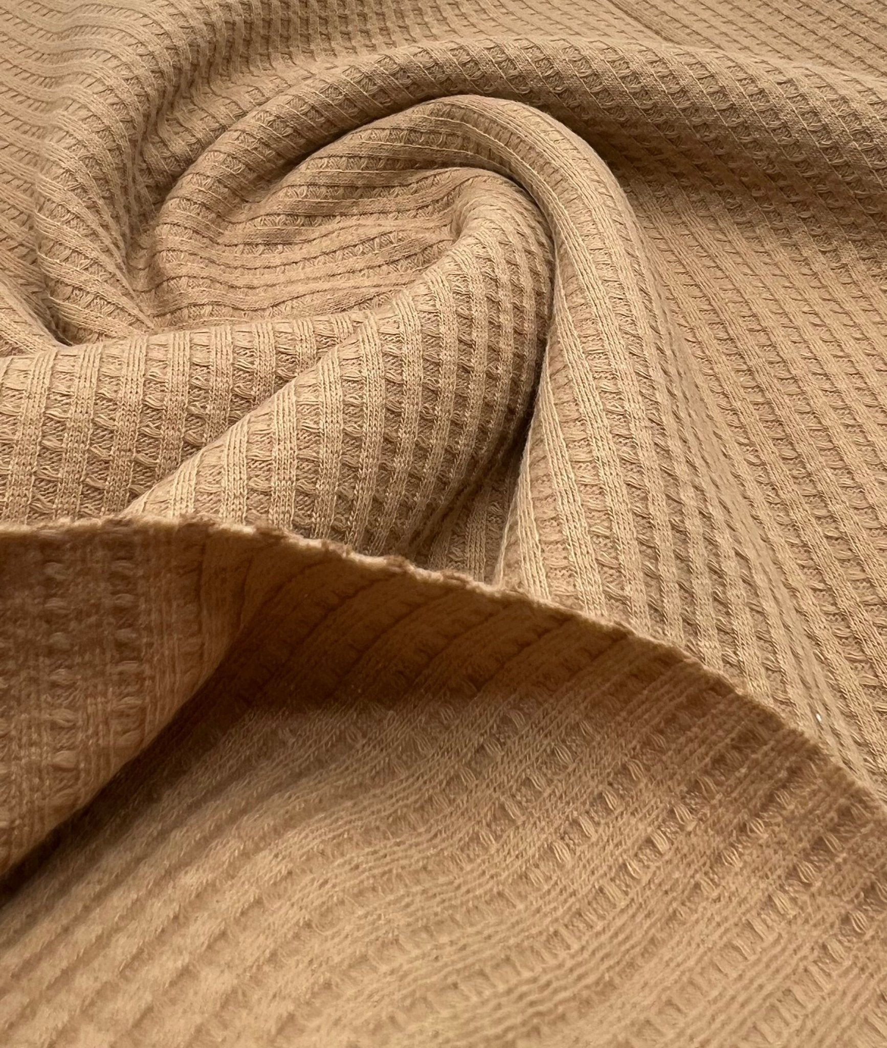 Camel Cotton Soft Waffle Jersey Fabric 210 GSM 4 Way Stretch - T9 Fabrics