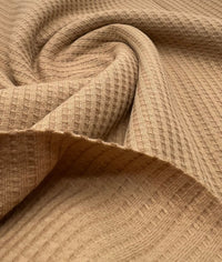 Camel Cotton Soft Waffle Jersey Fabric 210 GSM 4 Way Stretch - T9 Fabrics