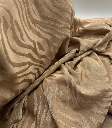 Camel Slinky Zebra Jacquard Stretch Fabric - T9 Fabrics