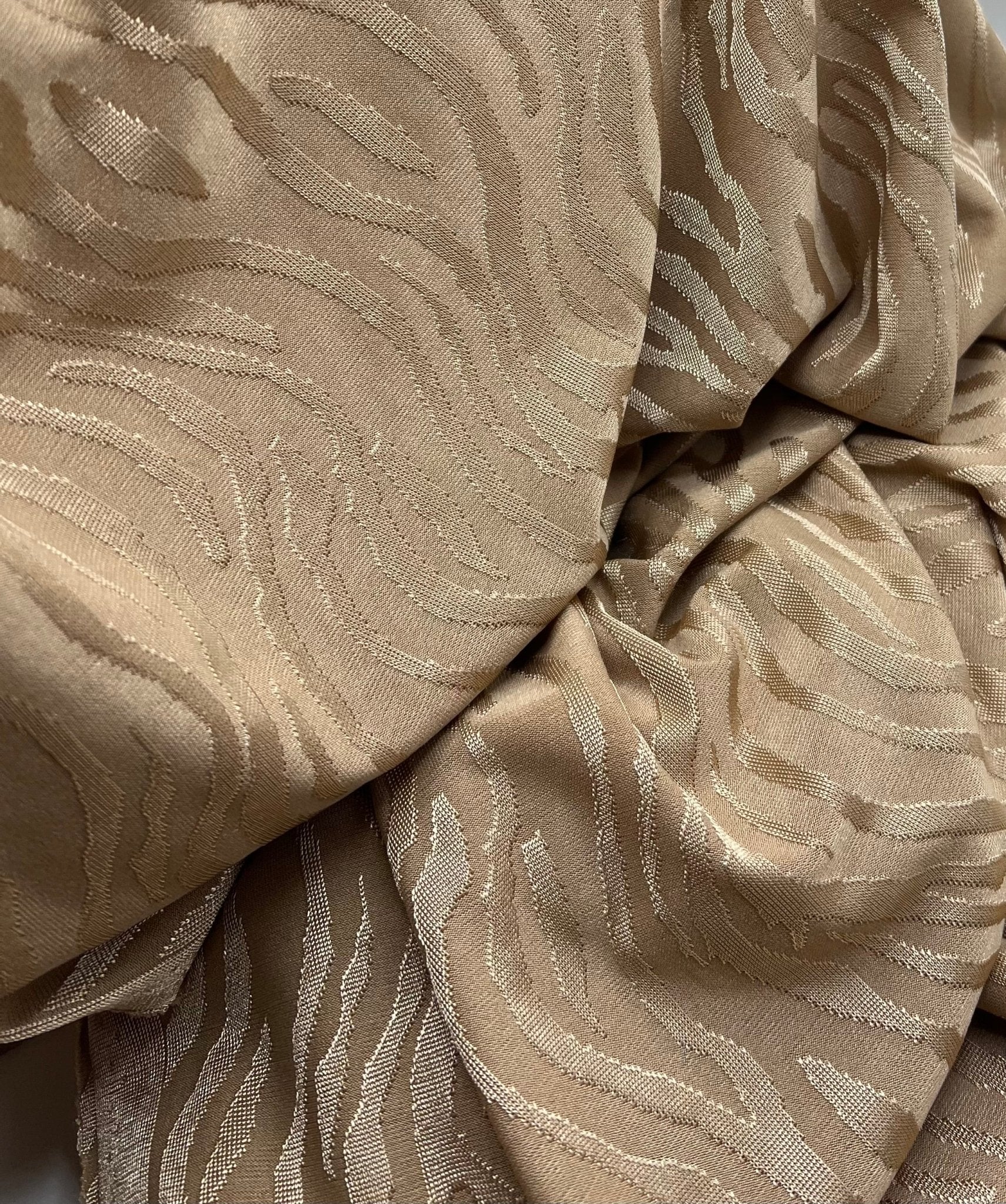 Camel Slinky Zebra Jacquard Stretch Fabric - T9 Fabrics