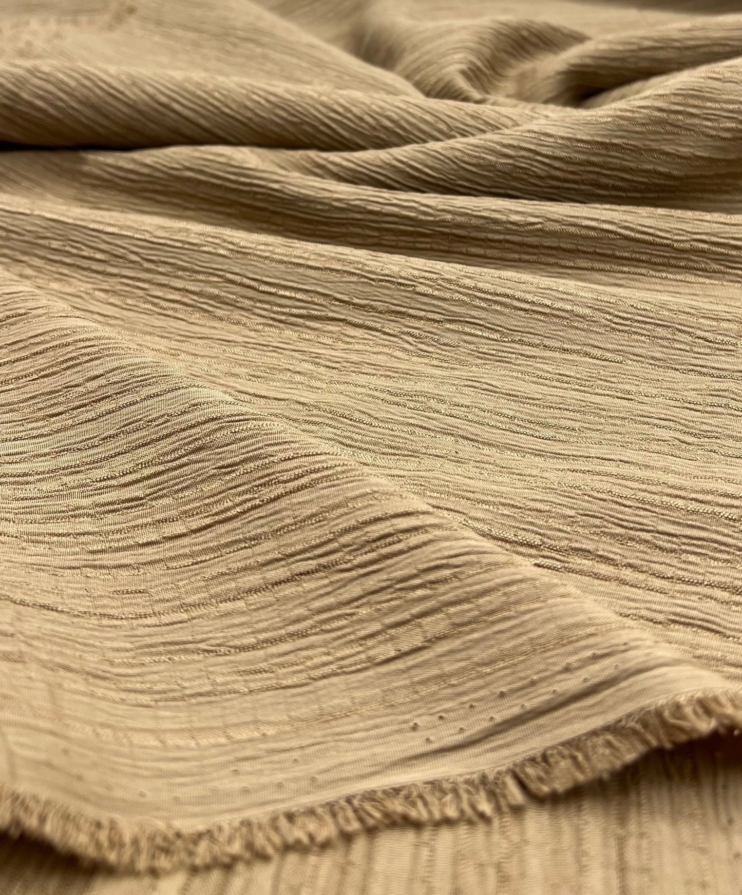 Camel Textured Crinkle Lightweight Non Stretch Fabric - T9 Fabrics
