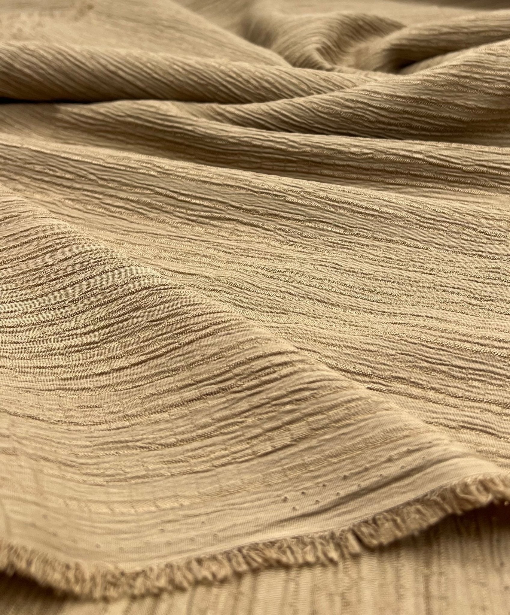 Camel Textured Crinkle Lightweight Non Stretch Fabric - T9 Fabrics