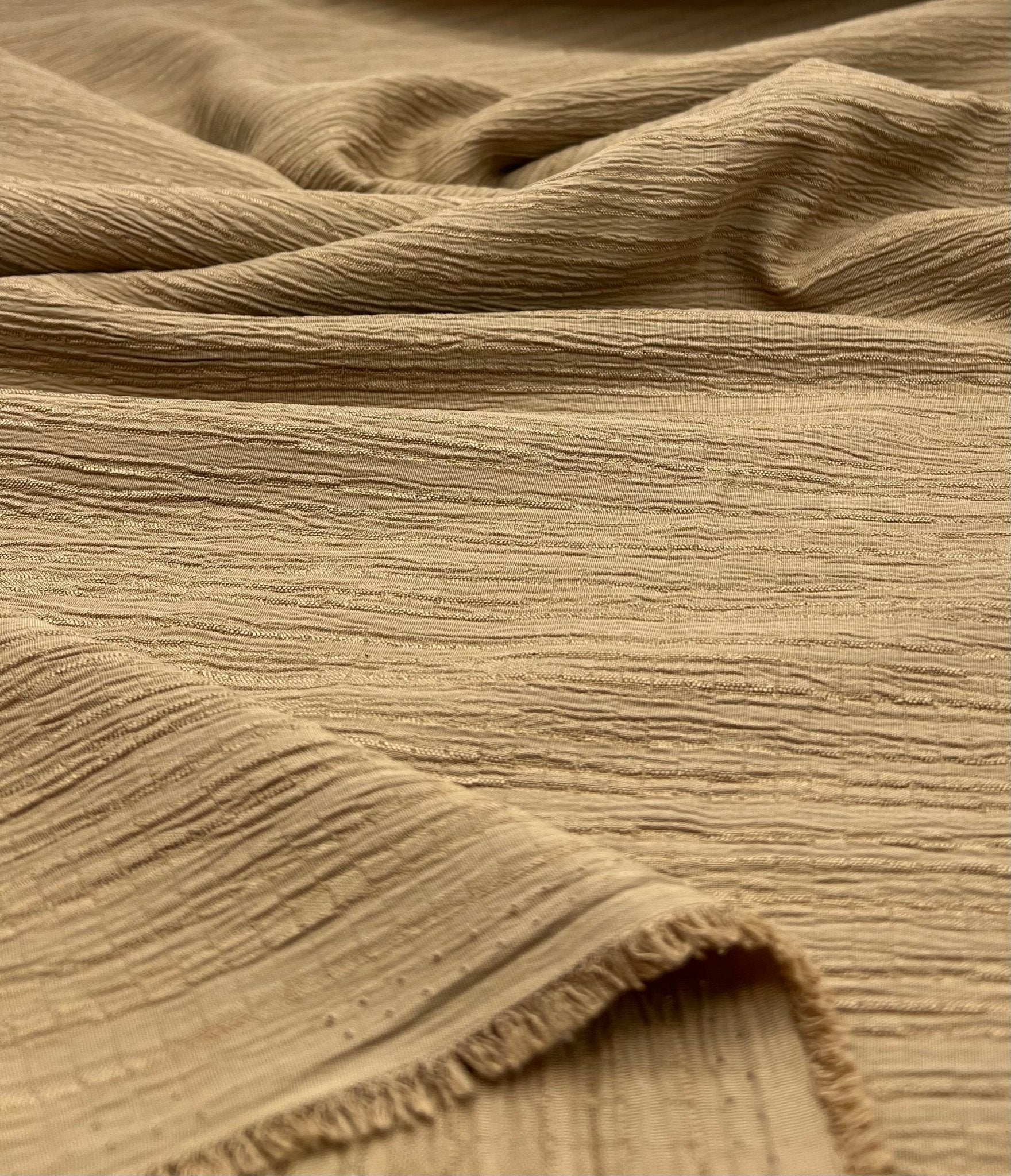 Camel Textured Crinkle Lightweight Non Stretch Fabric - T9 Fabrics