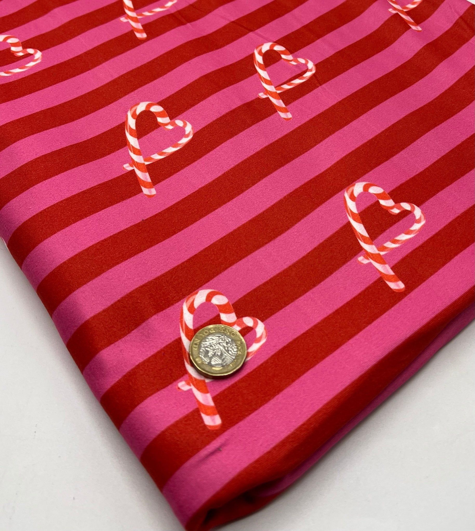 Candy Cane Super Soft Print Spun Poly Stretch Fabric - T9 Fabrics