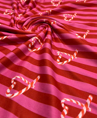 Candy Cane Super Soft Print Spun Poly Stretch Fabric - T9 Fabrics