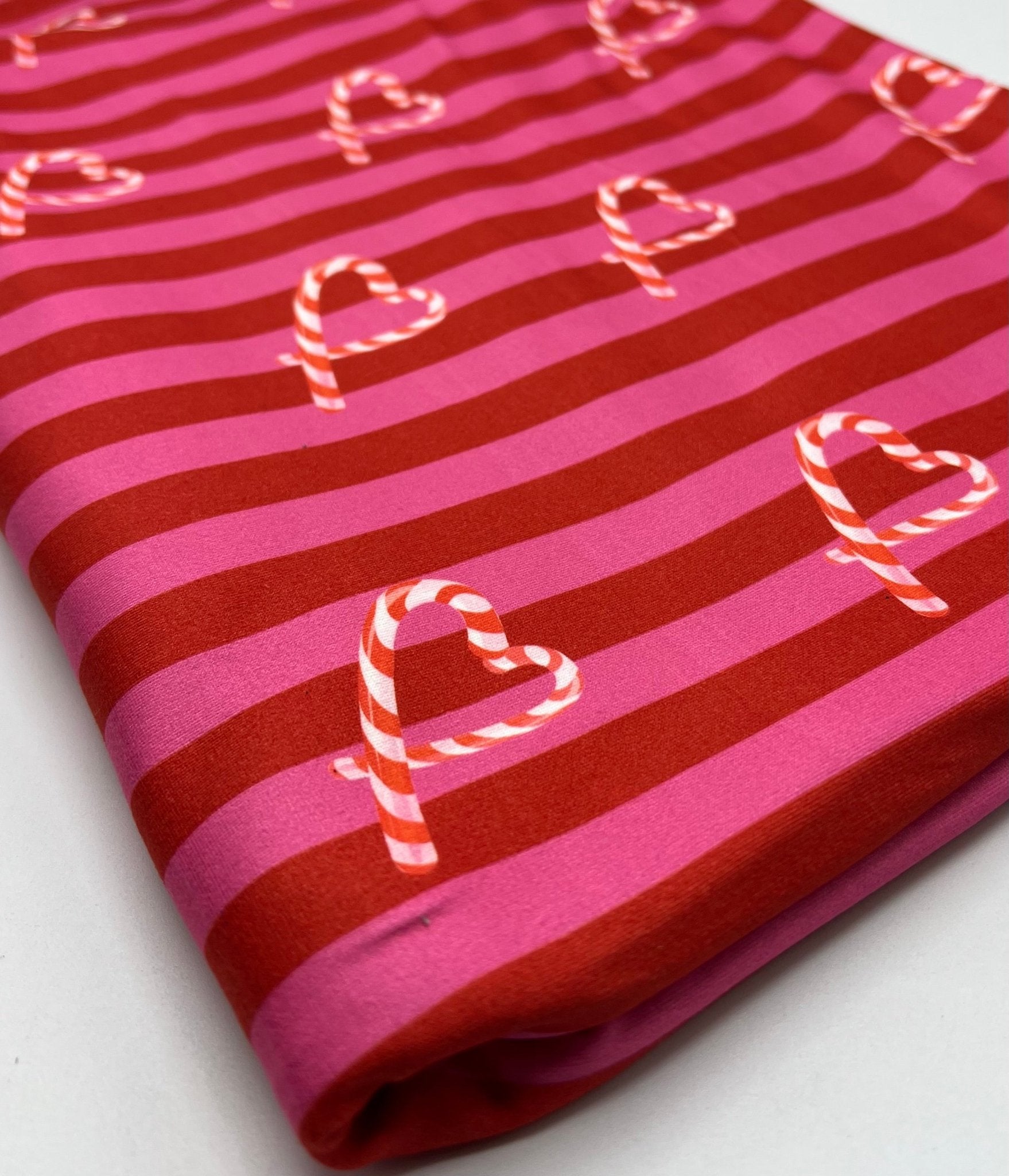 Candy Cane Super Soft Print Spun Poly Stretch Fabric - T9 Fabrics