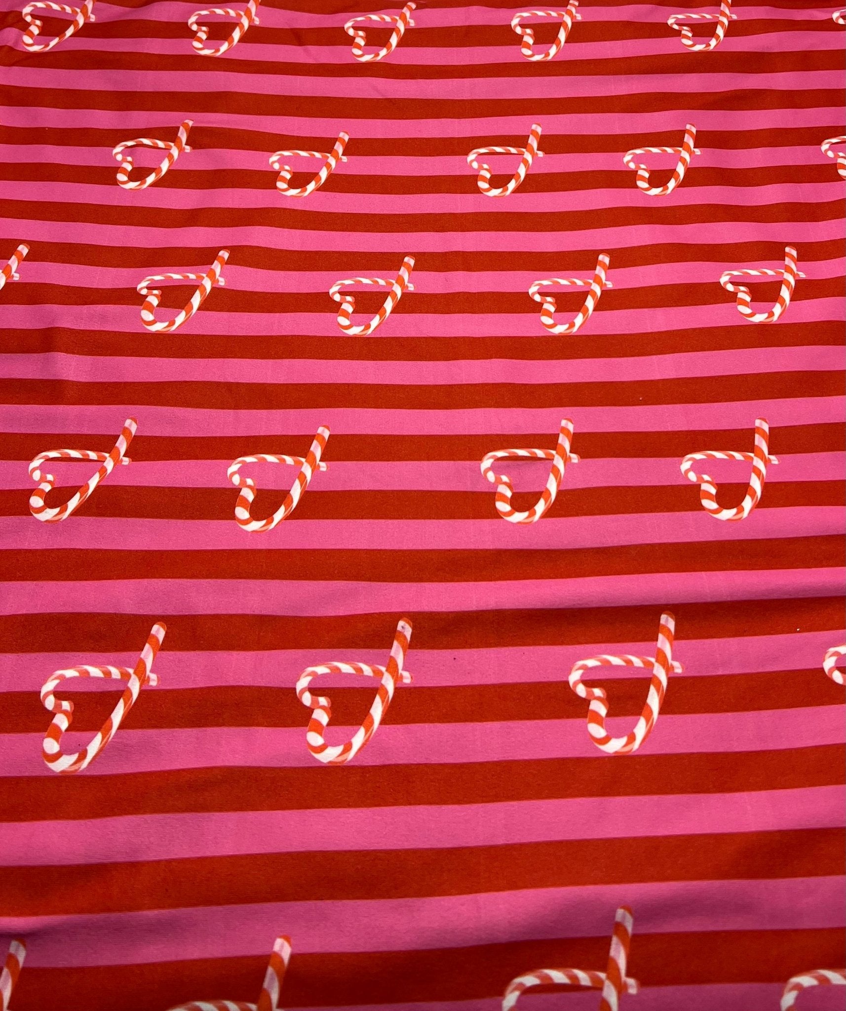 Candy Cane Super Soft Print Spun Poly Stretch Fabric - T9 Fabrics