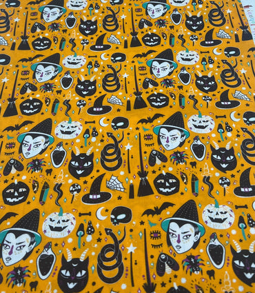 Cartoon Witchcraft Halloween Cotton 115 GSM 100% Cotton Fabric - T9 Fabrics
