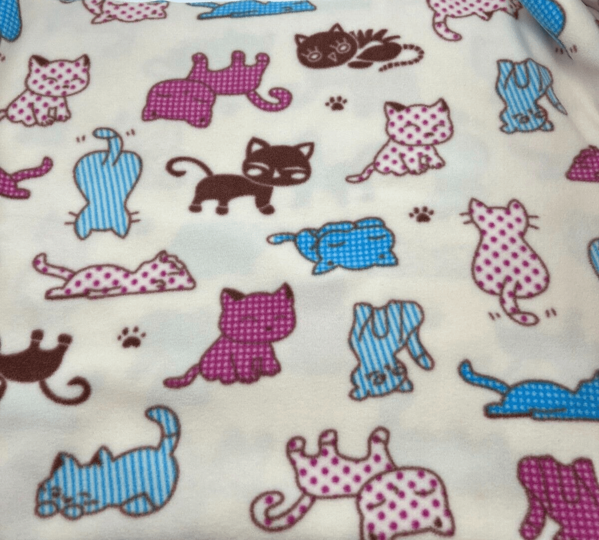 Cat Printed Anti - Pil Polar Fleece Fabric Blanket Loungewear - T9 Fabrics