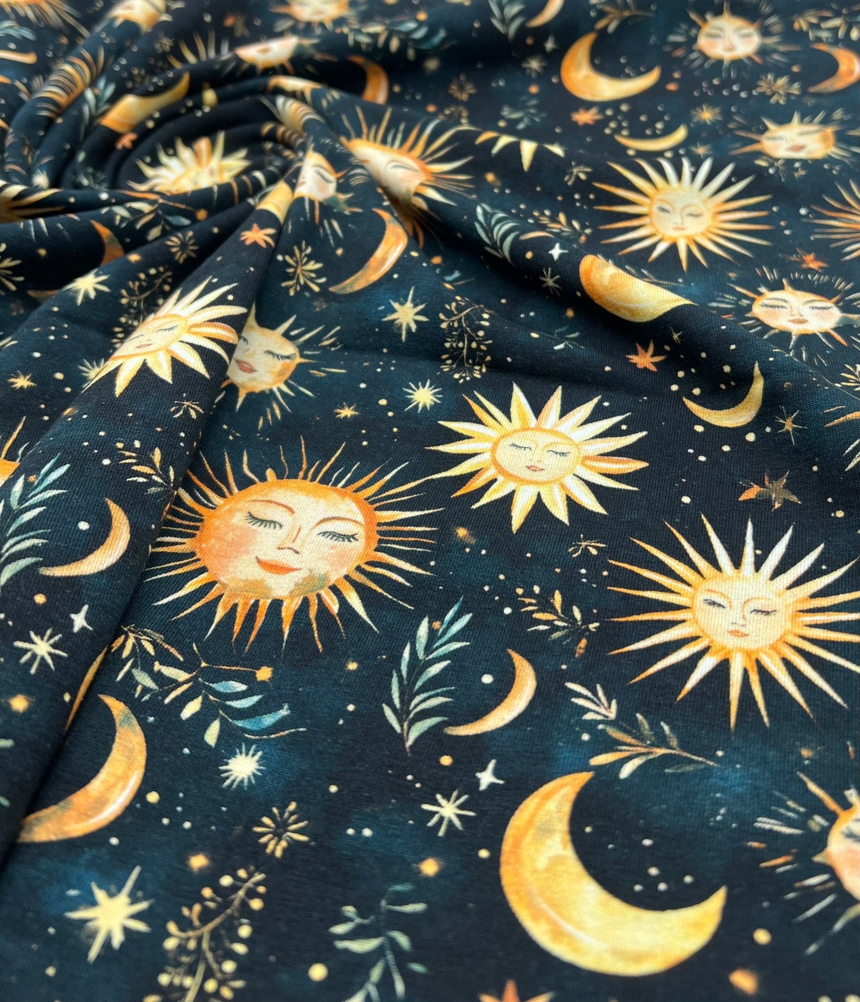 Celestial Print Cotton Stretch Jersey 200 GSM 95/5 Lycra 4 Way Stretch - T9 Fabrics