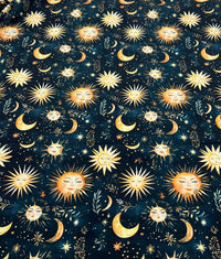 Celestial Print Cotton Stretch Jersey 200 GSM 95/5 Lycra 4 Way Stretch - T9 Fabrics