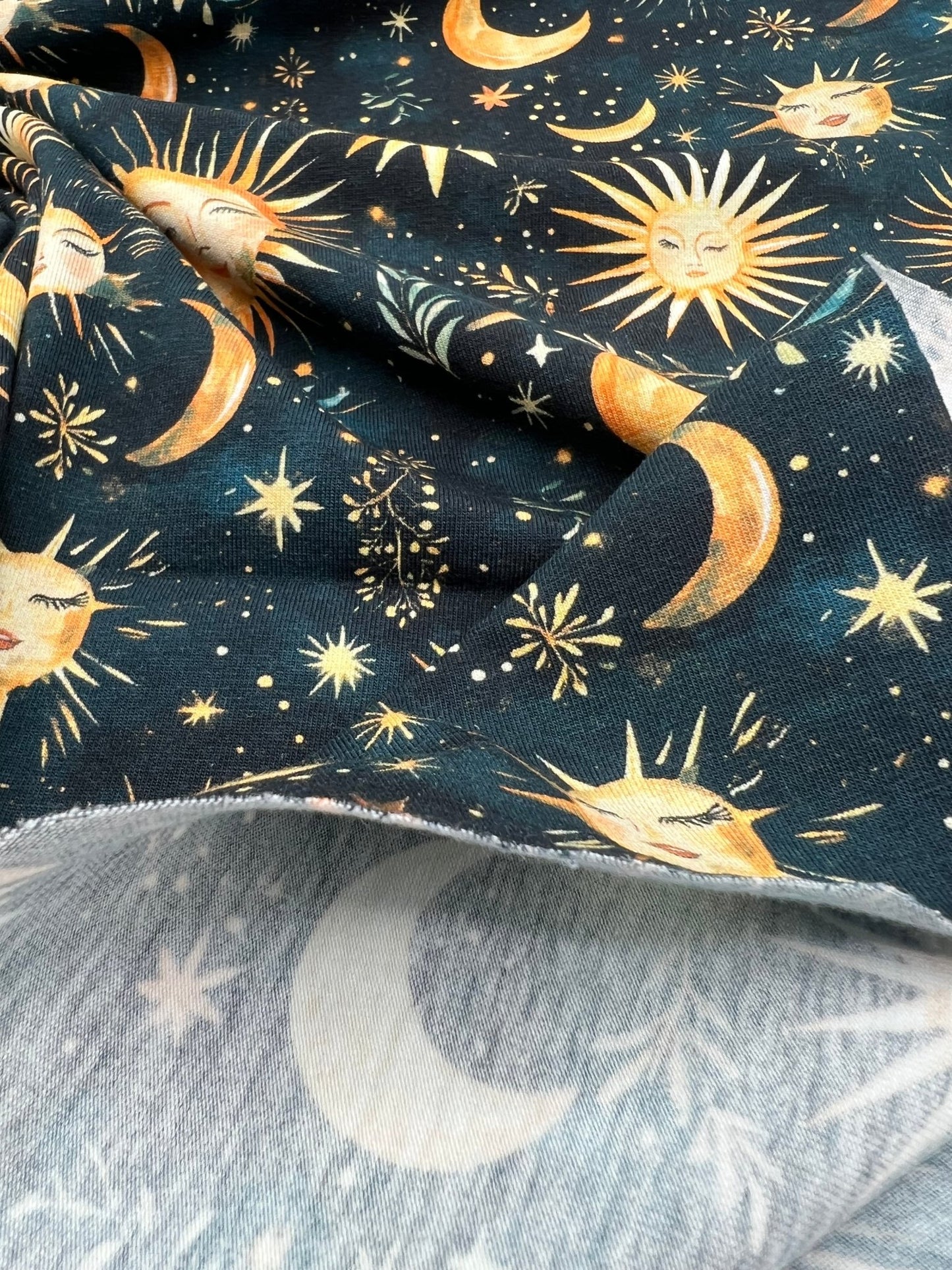Celestial Print Cotton Stretch Jersey 200 GSM 95/5 Lycra 4 Way Stretch - T9 Fabrics