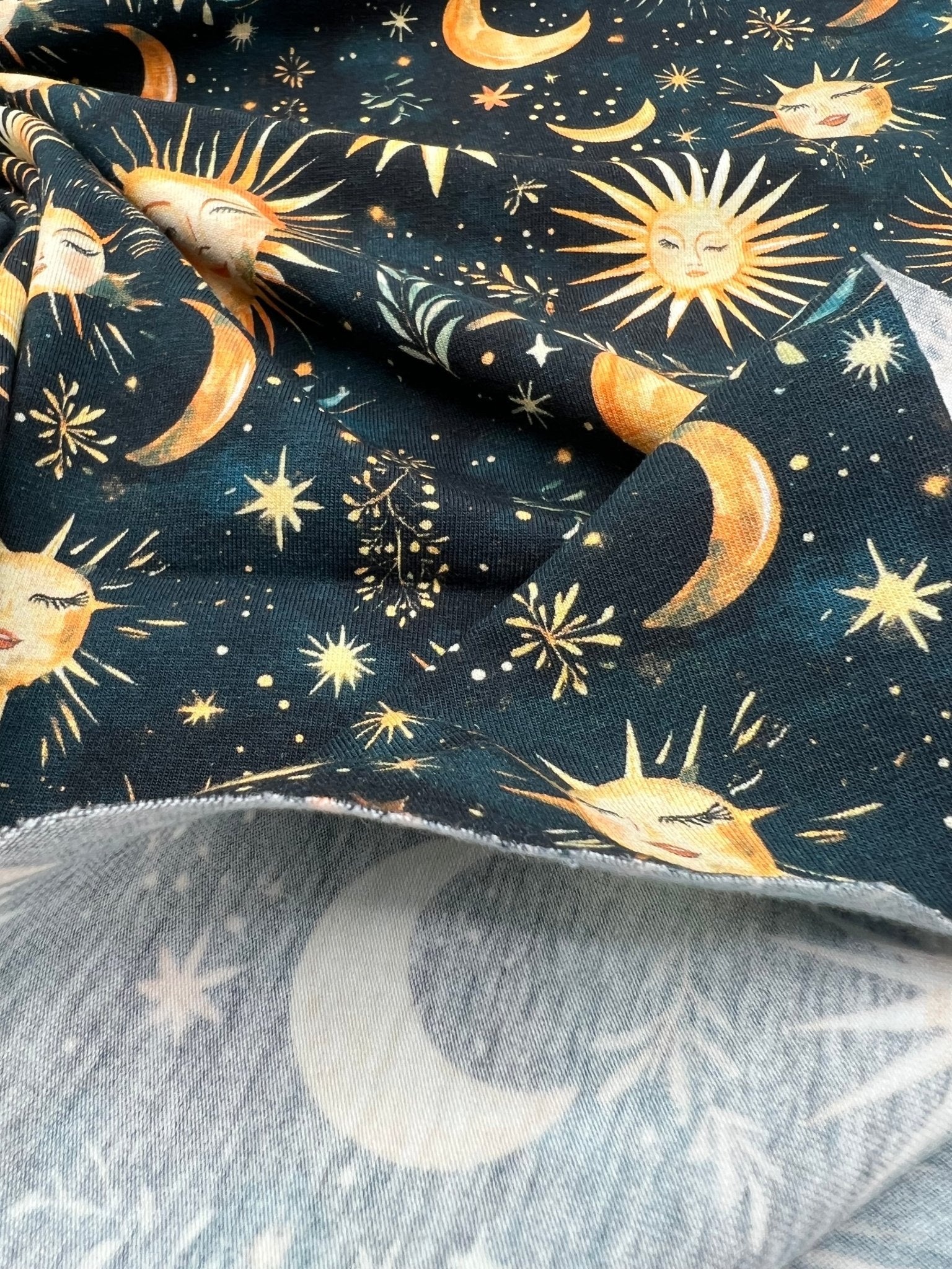Celestial Print Cotton Stretch Jersey 200 GSM 95/5 Lycra 4 Way Stretch - T9 Fabrics