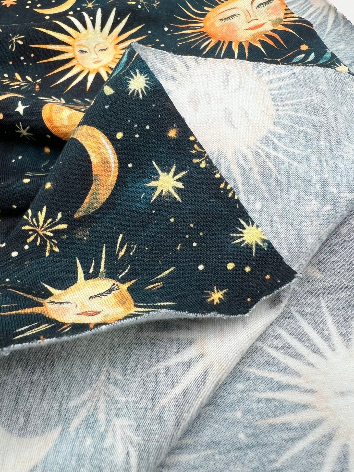Celestial Print Cotton Stretch Jersey 200 GSM 95/5 Lycra 4 Way Stretch - T9 Fabrics