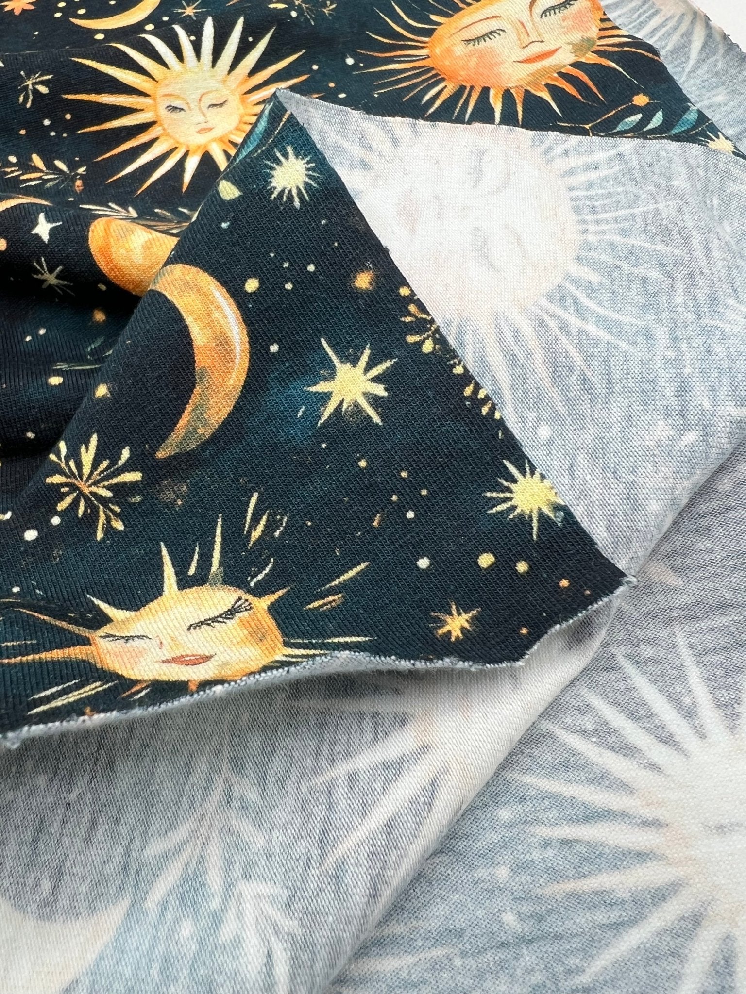 Celestial Print Cotton Stretch Jersey 200 GSM 95/5 Lycra 4 Way Stretch - T9 Fabrics