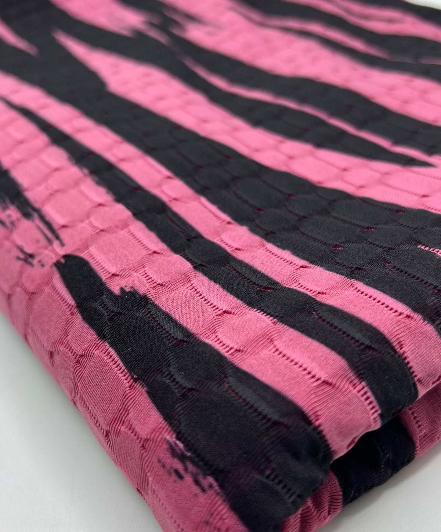 Cerise Black Print 2 Way Yoga Gym Sports Stretch Fabric - T9 Fabrics
