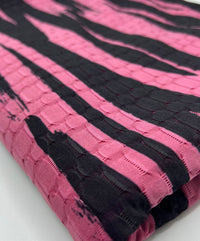 Cerise Black Print 2 Way Yoga Gym Sports Stretch Fabric - T9 Fabrics