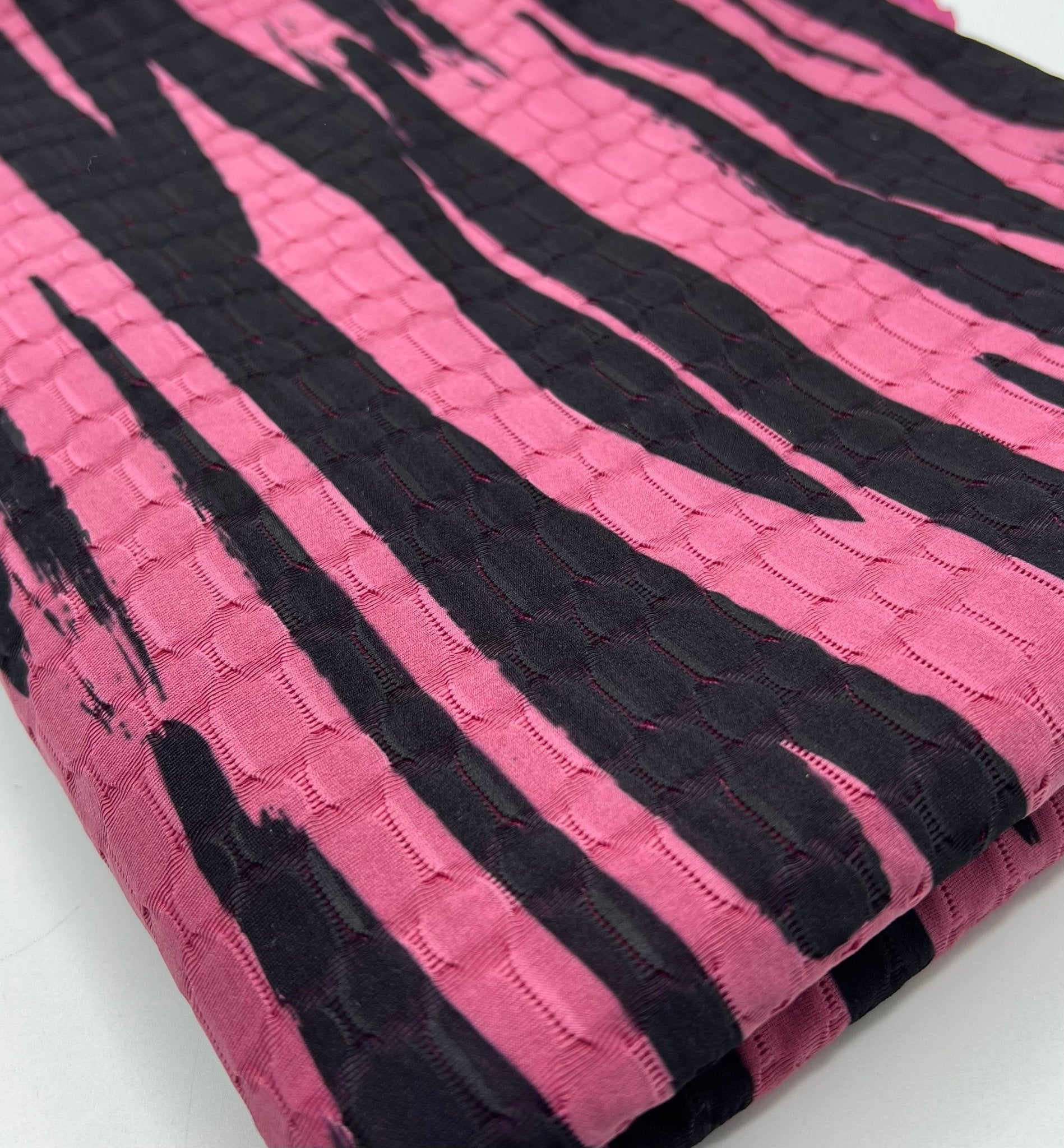 Cerise Black Print 2 Way Yoga Gym Sports Stretch Fabric - T9 Fabrics