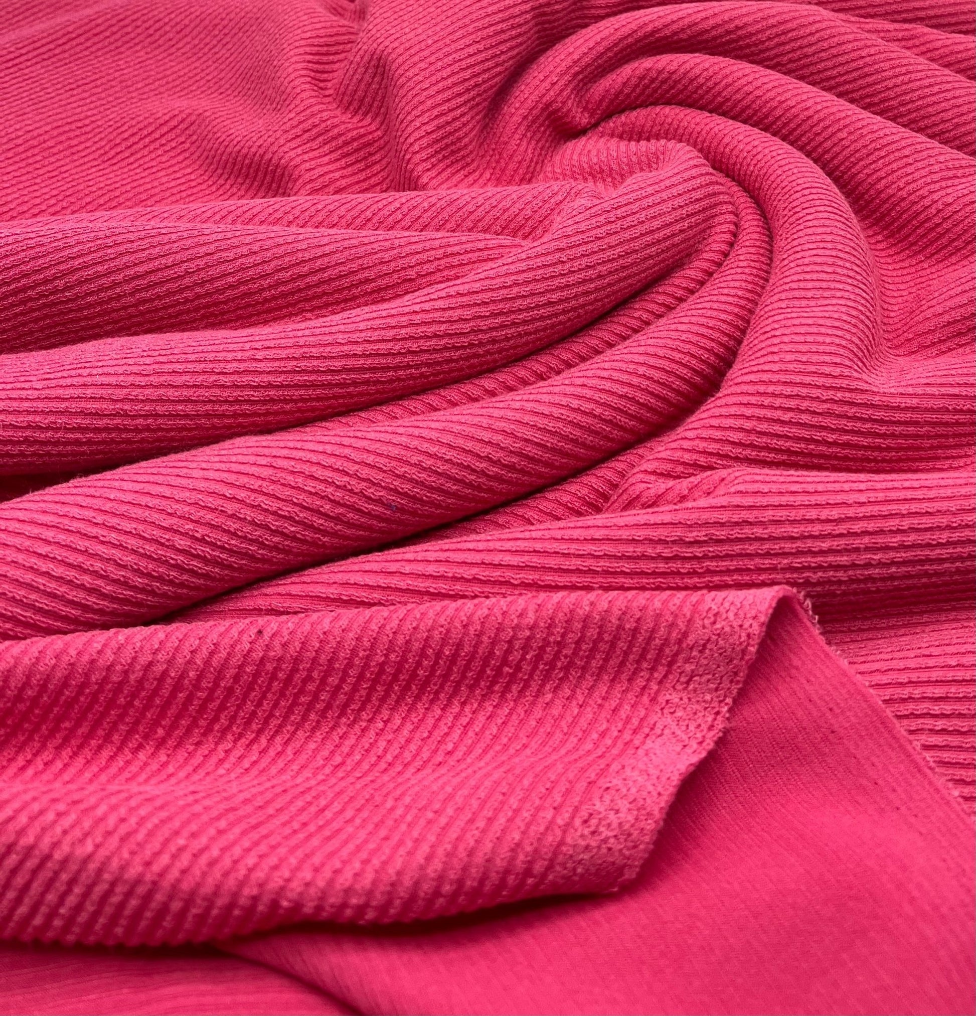 Cerise Hot Pink Crinkle Rib Stretch Fabric - T9 Fabrics