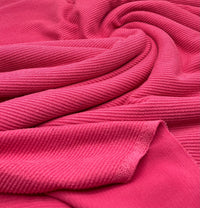 Cerise Hot Pink Crinkle Rib Stretch Fabric - T9 Fabrics