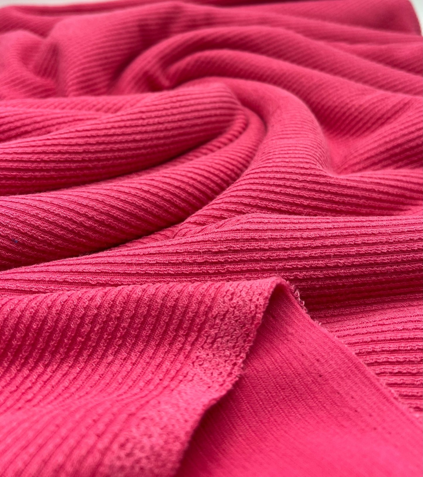 Cerise Hot Pink Crinkle Rib Stretch Fabric - T9 Fabrics