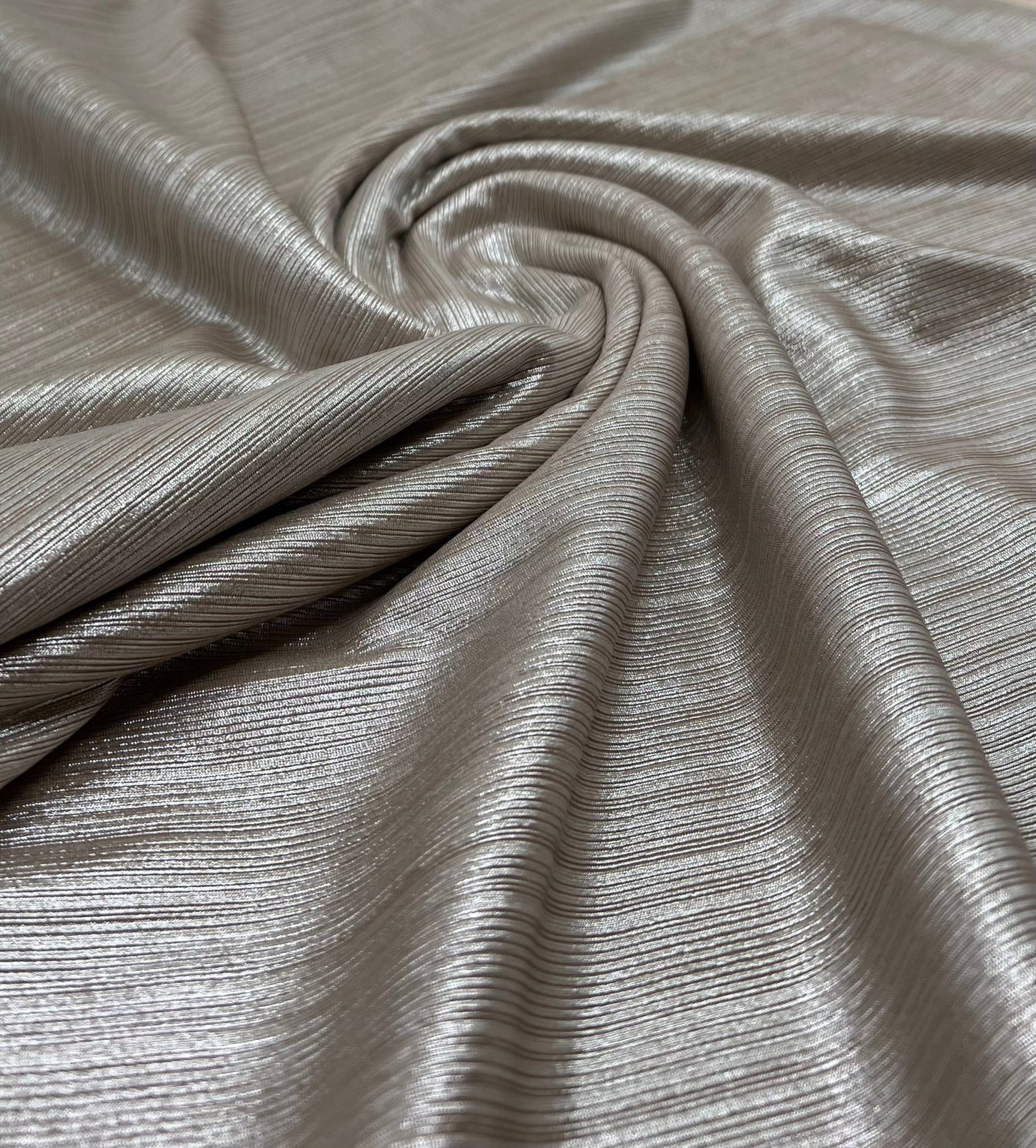 Champaign Metallic Foil Rib Fabric - T9 Fabrics