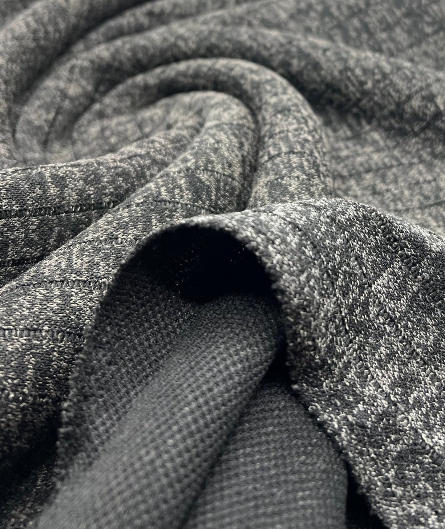 Charcoal Black Mix Wide Rib Stretch Fabric - T9 Fabrics