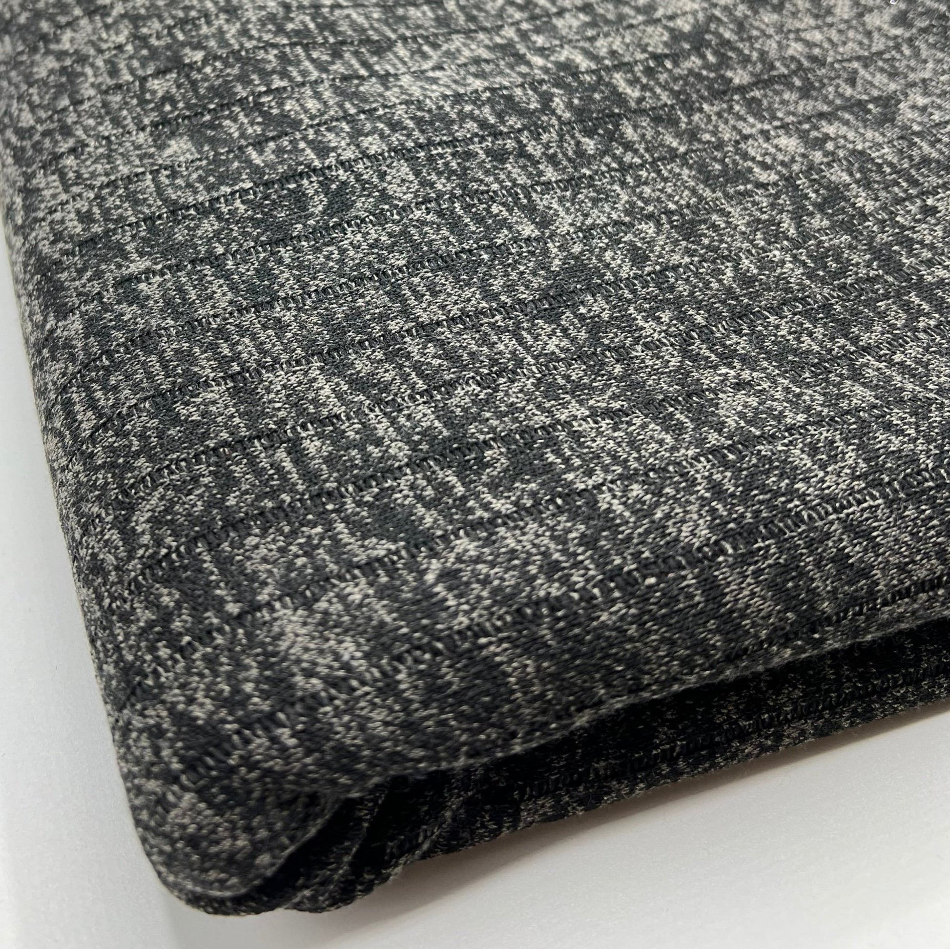 Charcoal Black Mix Wide Rib Stretch Fabric - T9 Fabrics