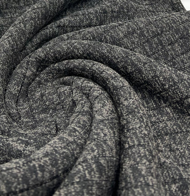 Charcoal Black Mix Wide Rib Stretch Fabric - T9 Fabrics