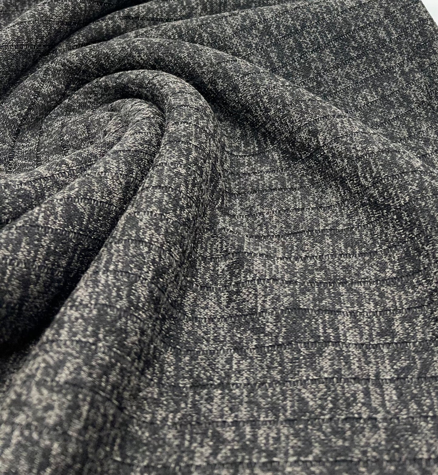 Charcoal Black Mix Wide Rib Stretch Fabric - T9 Fabrics