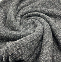 Charcoal Black Mix Wide Rib Stretch Fabric - T9 Fabrics