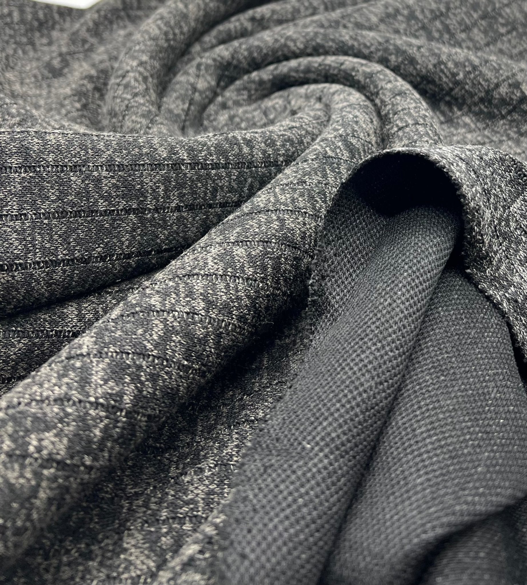 Charcoal Black Mix Wide Rib Stretch Fabric - T9 Fabrics