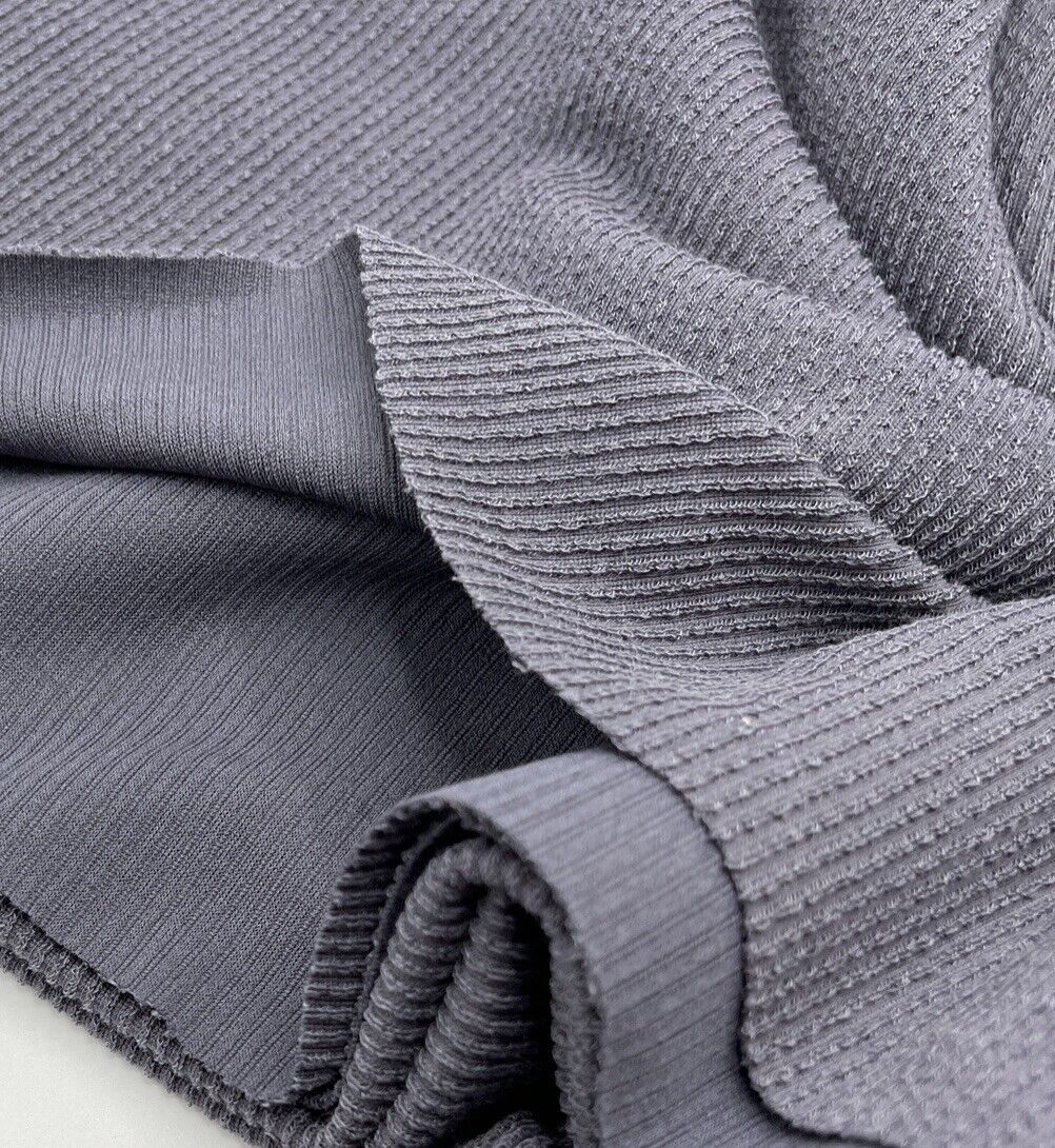 Charcoal Grey Crinkle Rib Stretch Fabric - T9 Fabrics