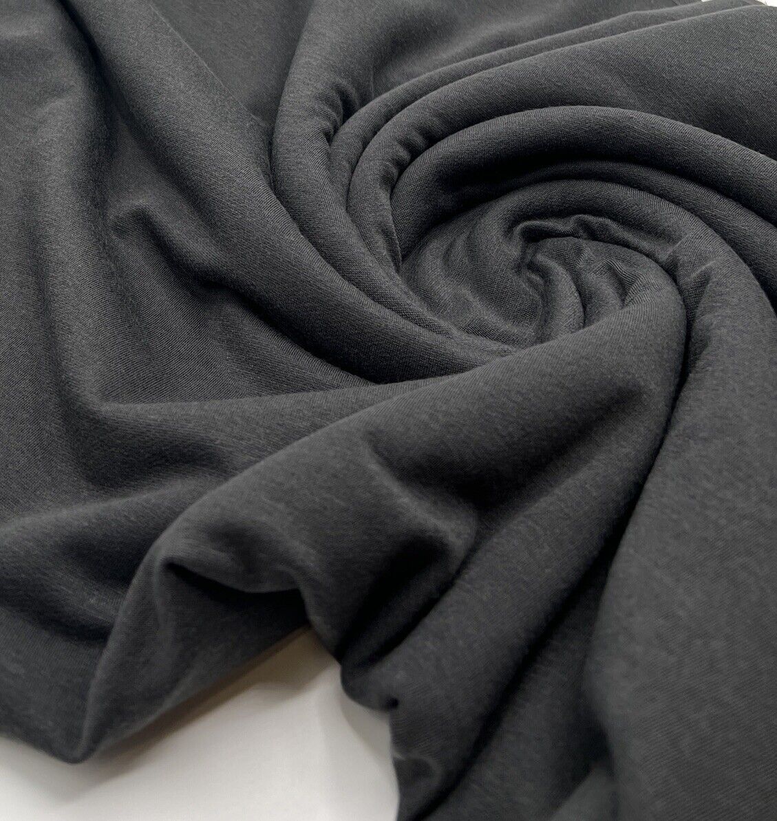 Charcoal Grey Lightweight Stretch French Terry Loopback Fabric - T9 Fabrics