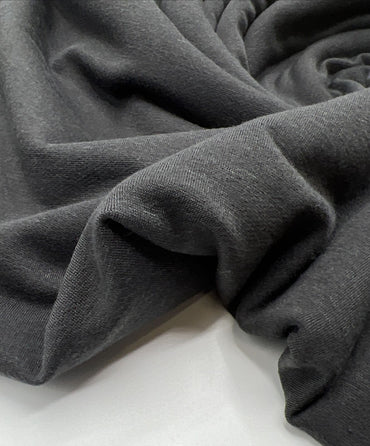 Charcoal Grey Lightweight Stretch French Terry Loopback Fabric - T9 Fabrics