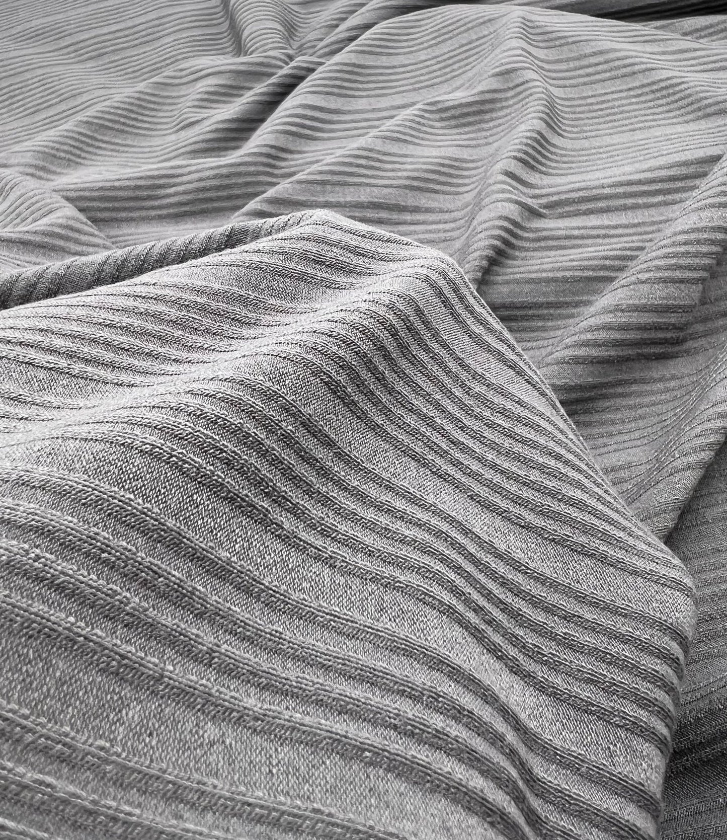 Charcoal Grey Stripe Rib Stretch Fabric - T9 Fabrics