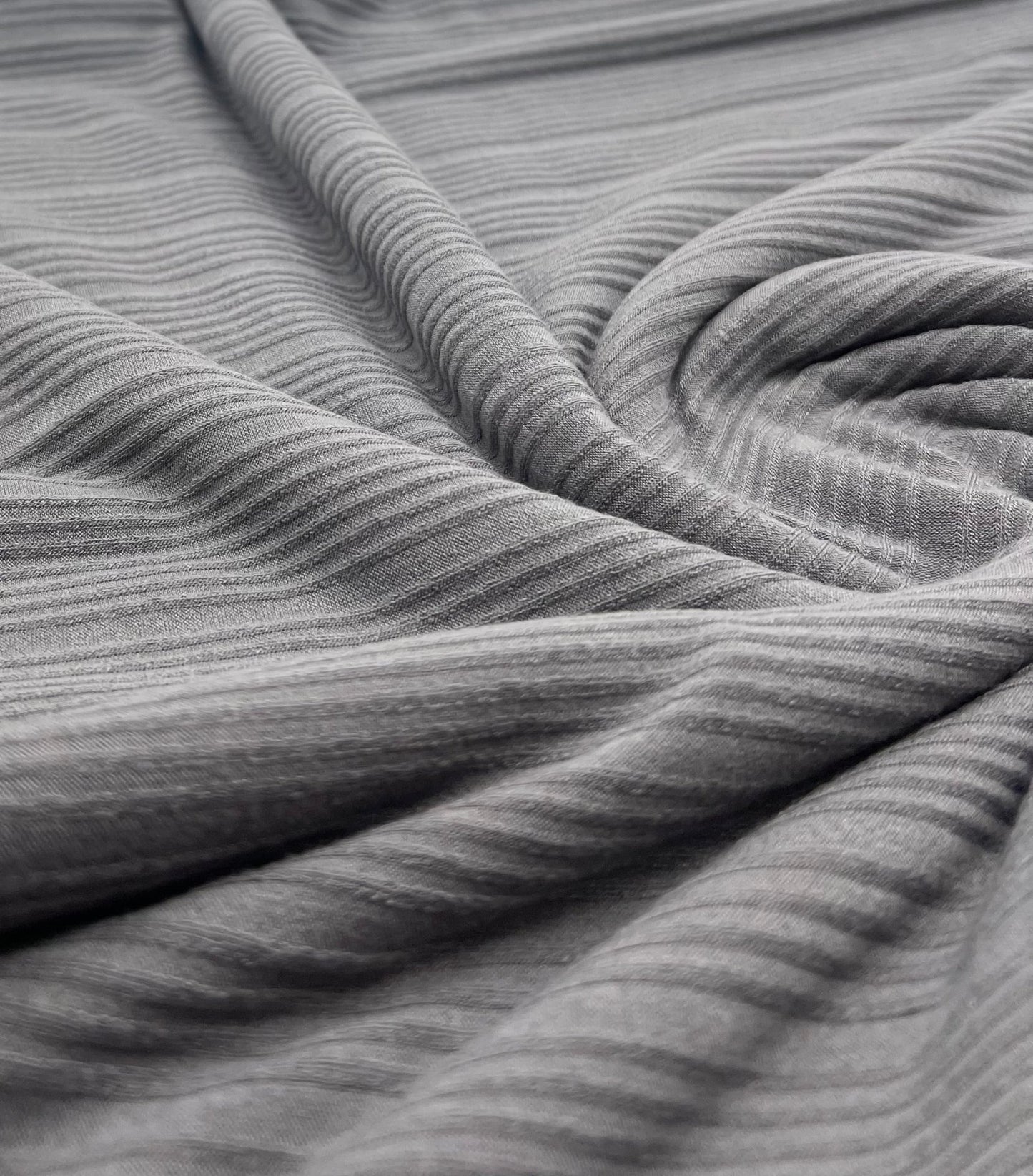 Charcoal Grey Stripe Rib Stretch Fabric - T9 Fabrics