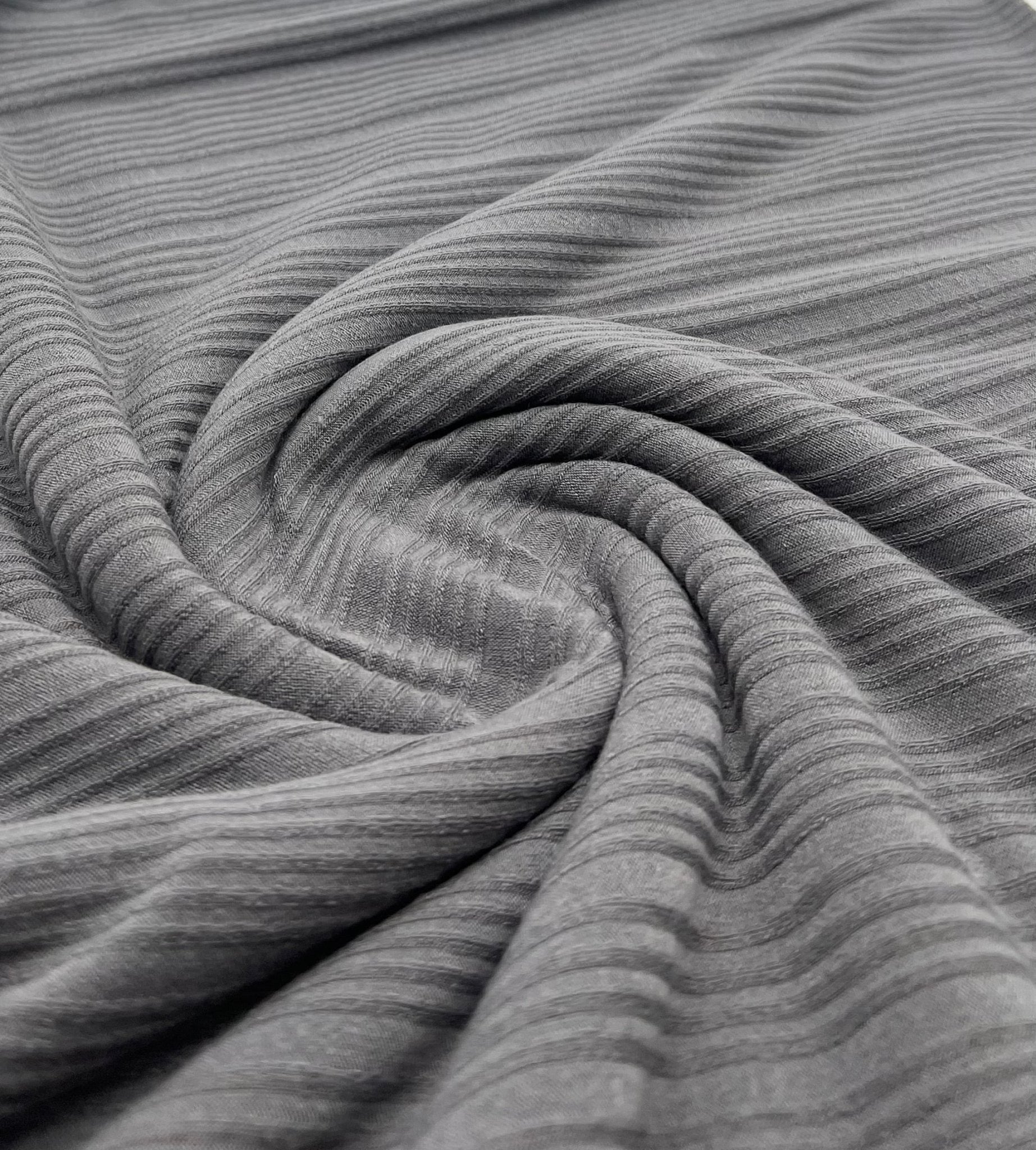 Charcoal Grey Stripe Rib Stretch Fabric - T9 Fabrics