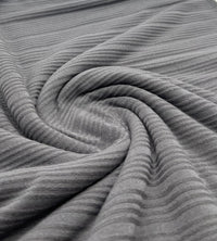Charcoal Grey Stripe Rib Stretch Fabric - T9 Fabrics