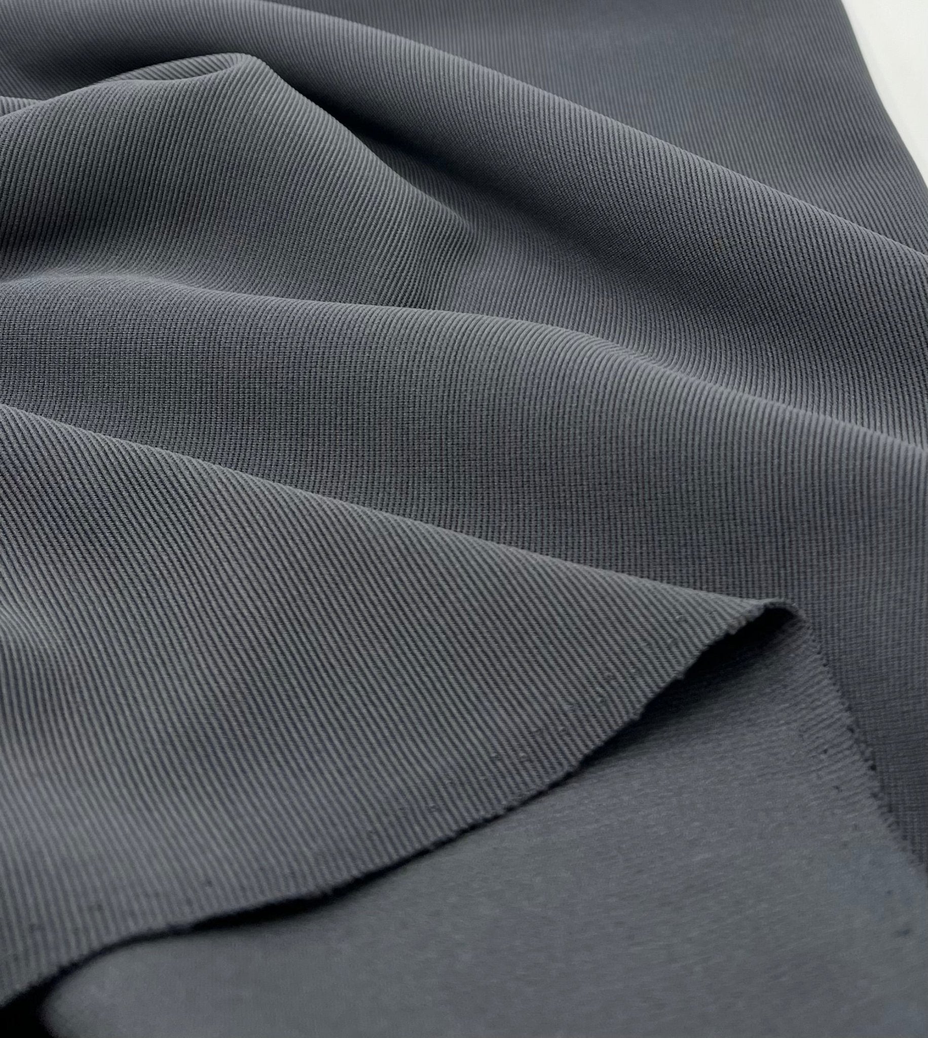 Charcoal Grey Thick Fine Rib Stretch Fabric - T9 Fabrics