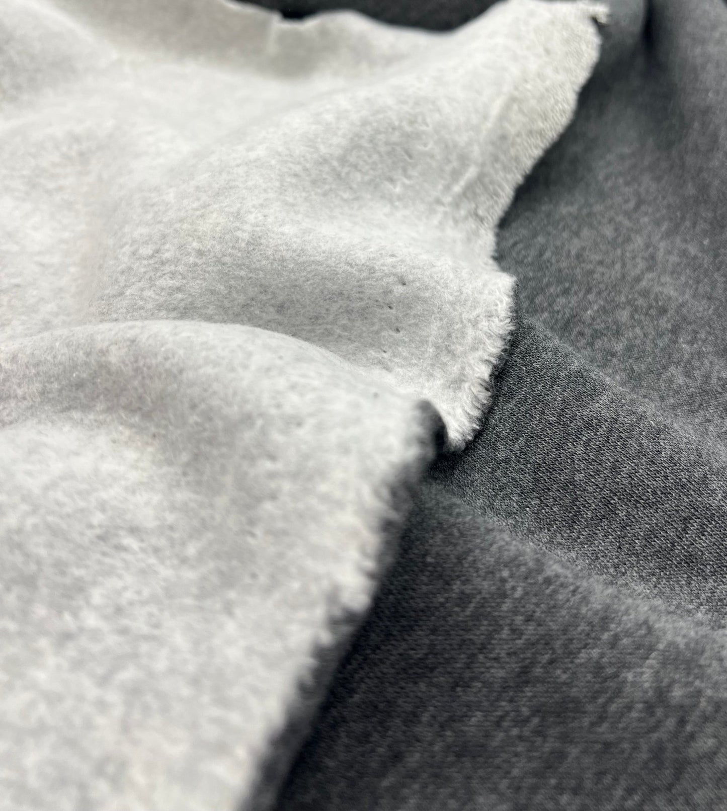 Charcoal Sweatshirting Fleece 260GSM Cotton Lycra 2 Way Stretch - T9 Fabrics